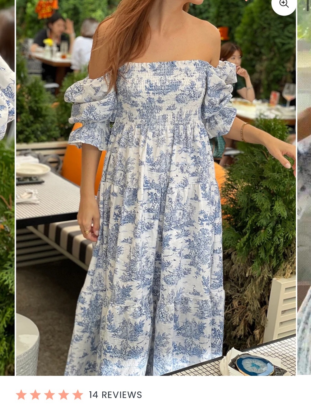 Kiko Nothing Fits But Blue & White Off-Shoulder Smocked Dress